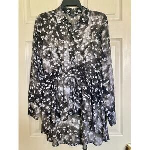 Y2K Womens Size Small Sheer High Low Blouse 90s Friends Fairy Goth Simply Vera